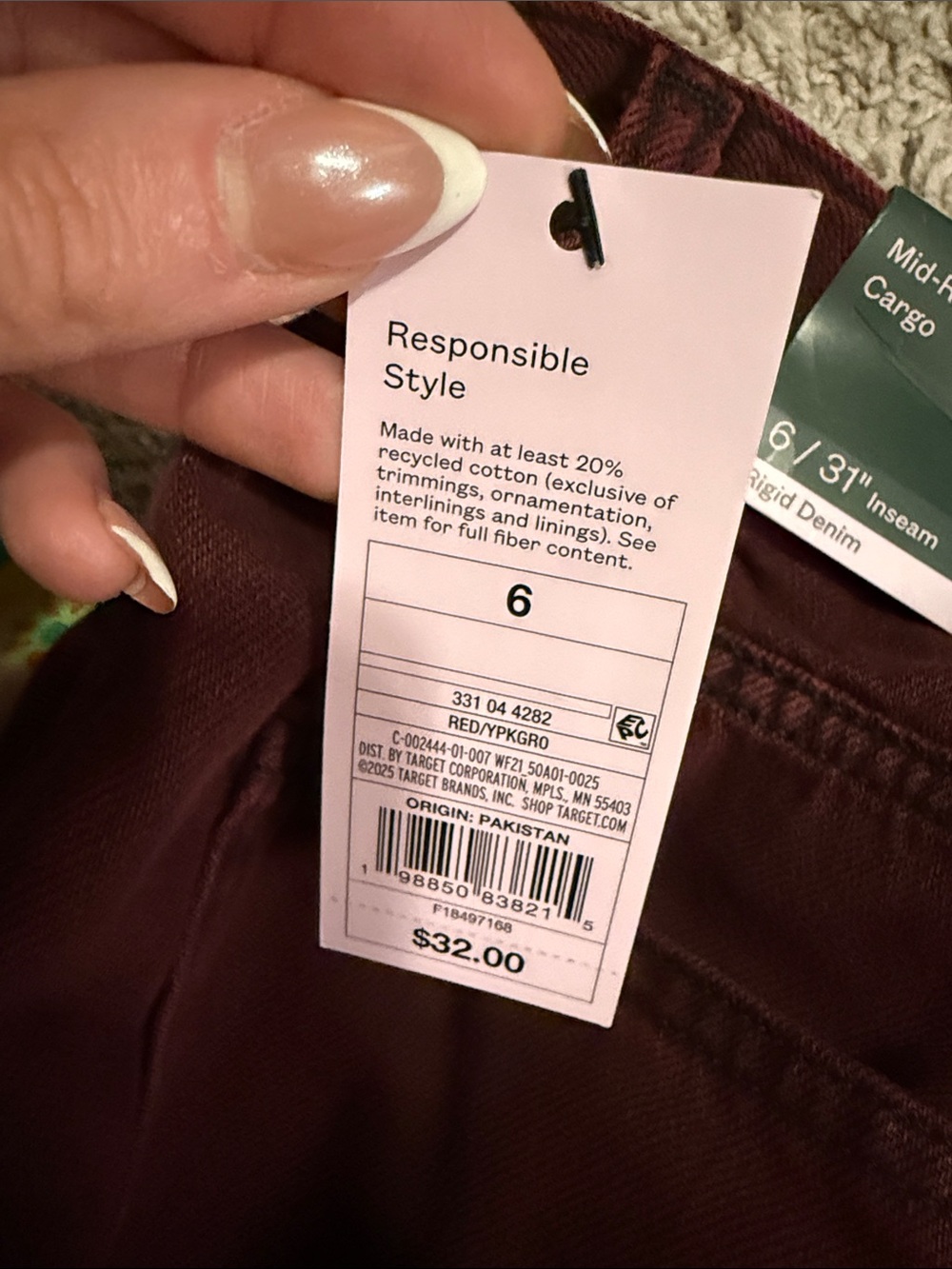 wild fable Burgundy Cargo Pants - Picture 8 of 14